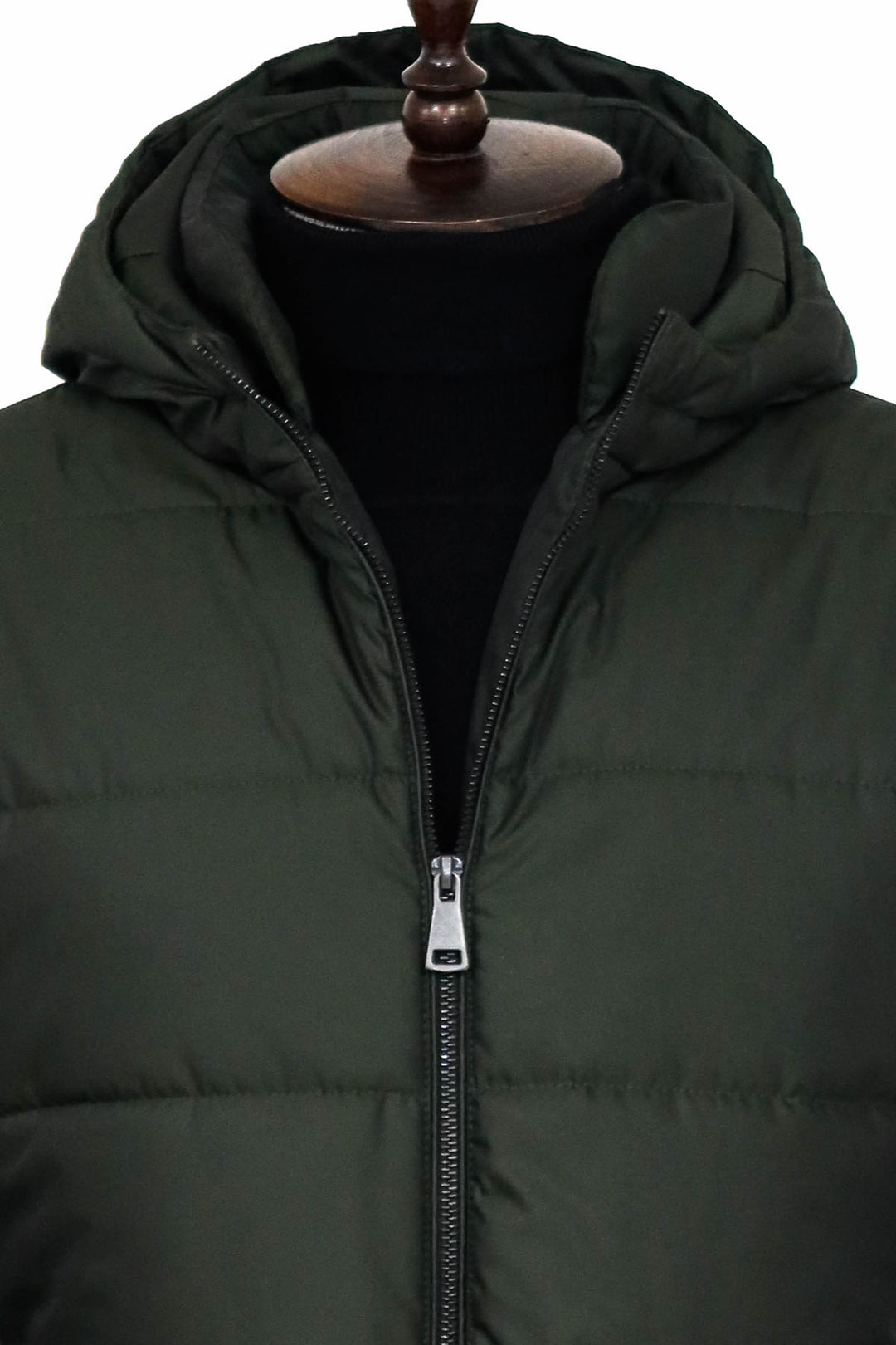Cappotto da uomo verde con cappuccio slim fit - Wessi