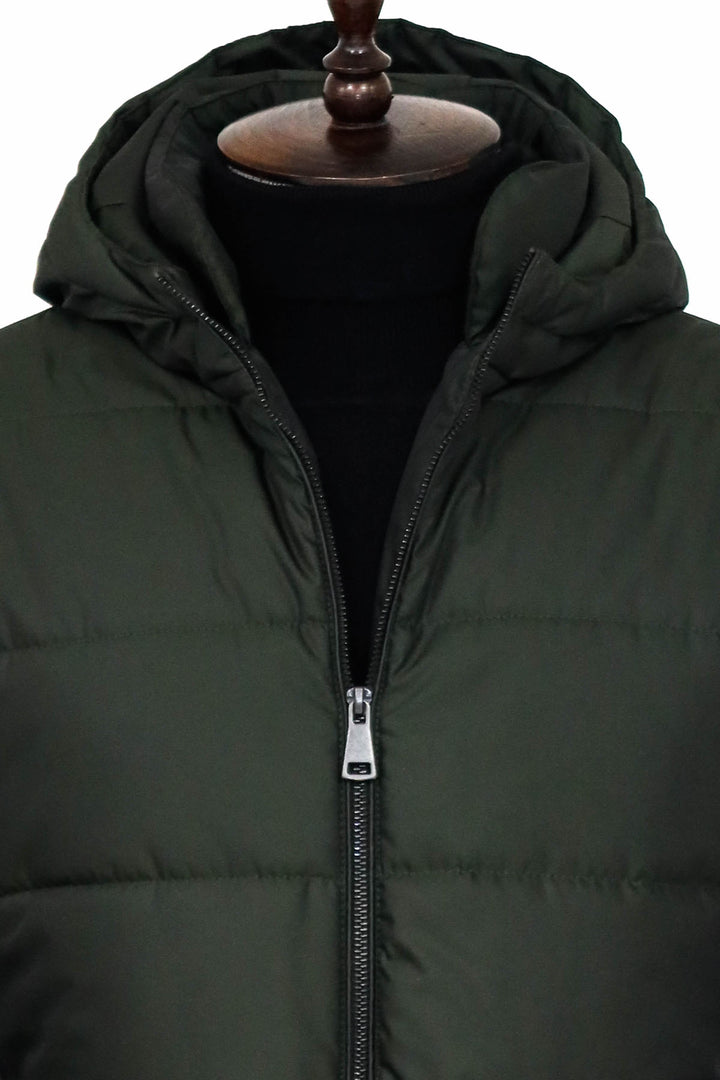 Cappotto da uomo verde con cappuccio slim fit - Wessi