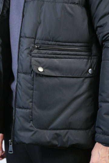 Приталенный черный мужской пиджак с капюшоном - Wessi