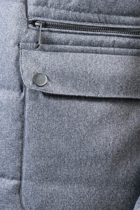 Abrigo gris con capucha y corte entallado para hombre - Wessi