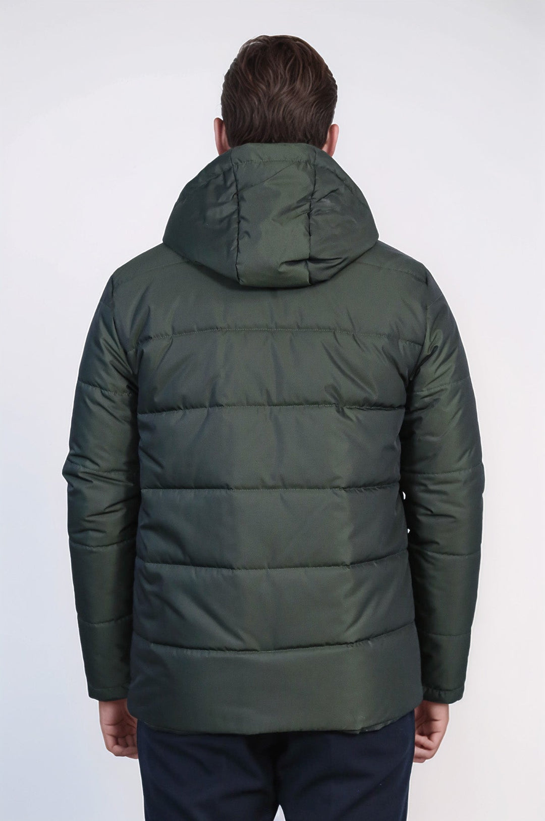 Slim Fit Hooded Green Men Coat - Wessi