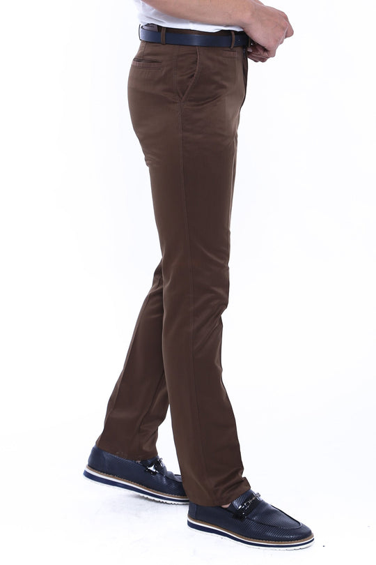 Pantalón Slim Fit 5 Bolsillos Ante Marrón Hombre