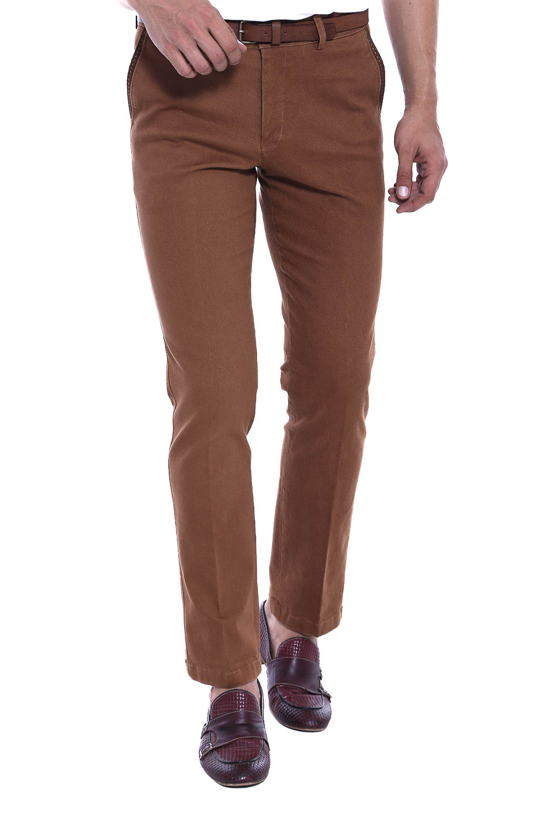 Cotton Dot Pocket Brown Men Pants - Wessi