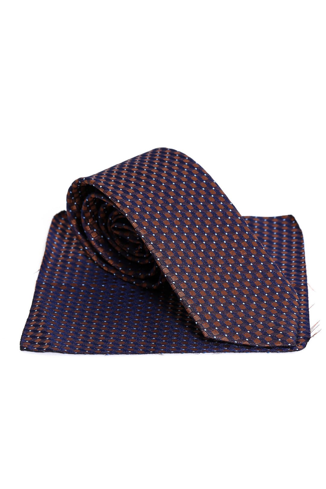 Brown Square Patterned Men Navy Blue Tie – Wessi