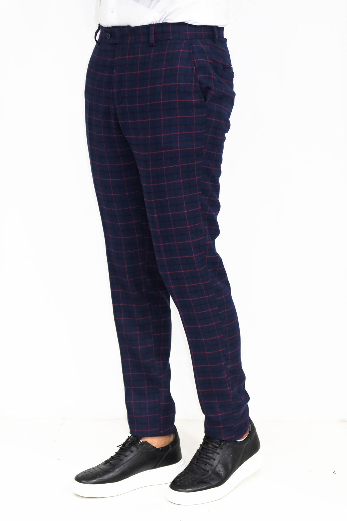 Slim Fit Checked Navy Blue Men Pants - Wessi – Wessi - Discover