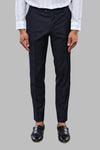 Slim Fit Plain Navy Blue Men Trousers - Wessi