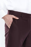 Plain Burgundy Men Trousers - Wessi