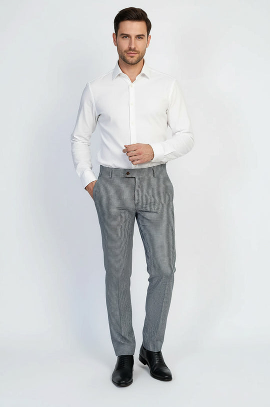 Pantalón Hombre Estampado Pata De Gallo Negro - Wessi