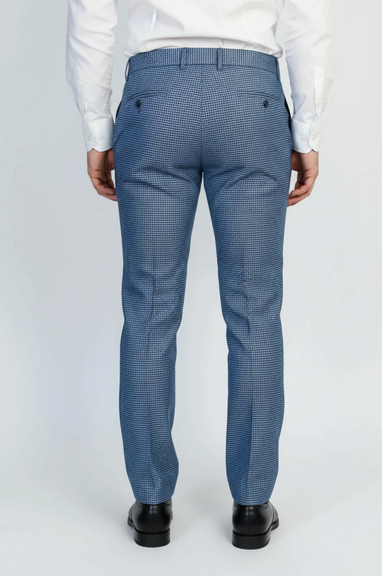 Pantaloni da uomo blu indaco con motivo pied de poule - Wessi