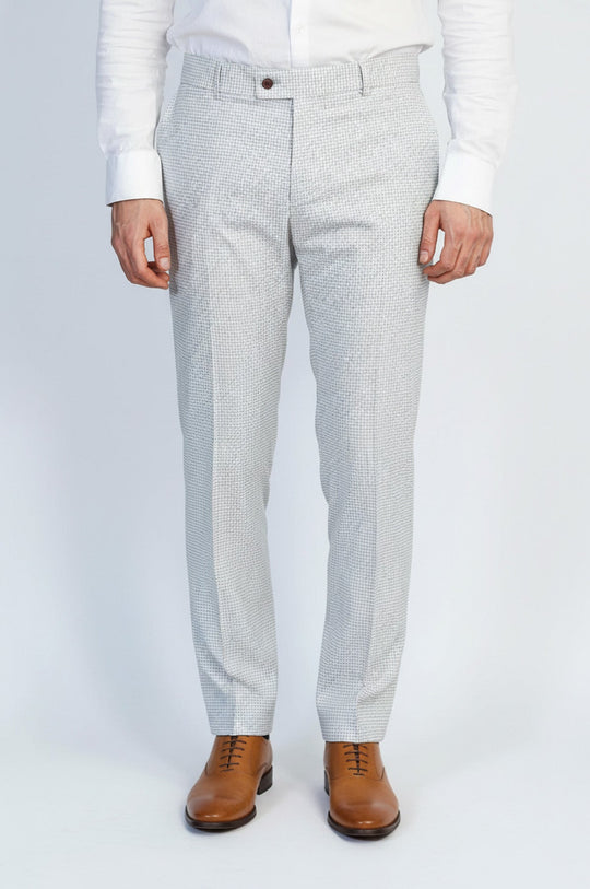 Pantalon Homme Gris Clair à Motifs Pied de Poule - Wessi