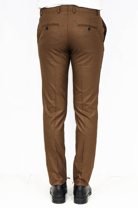 Slim Fit Patterned Brown Men Pants - Wessi Slim Fit Patterned Brown Men Pants - Wessi