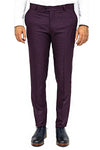 Houndstooth Patterned Burgundy Men Pants - Wessi