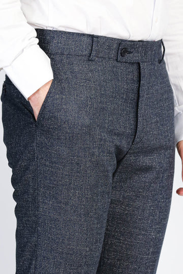 Plain Navy Blue Men Trousers - Wessi