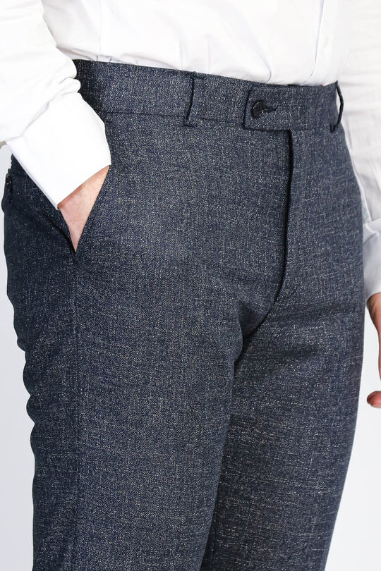 Plain Navy Blue Men Trousers - Wessi