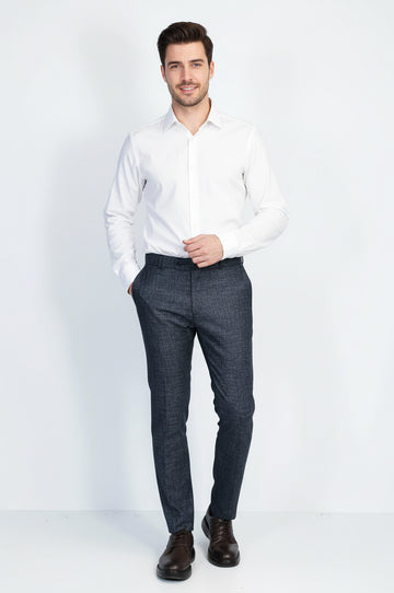 Plain Navy Blue Men Trousers - Wessi