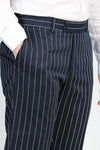 Navy White Pinstripe Slim Fit Dress Trousers – Wessi