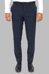 Striped Slim Fit Navy Blue Men Pants - Wessi