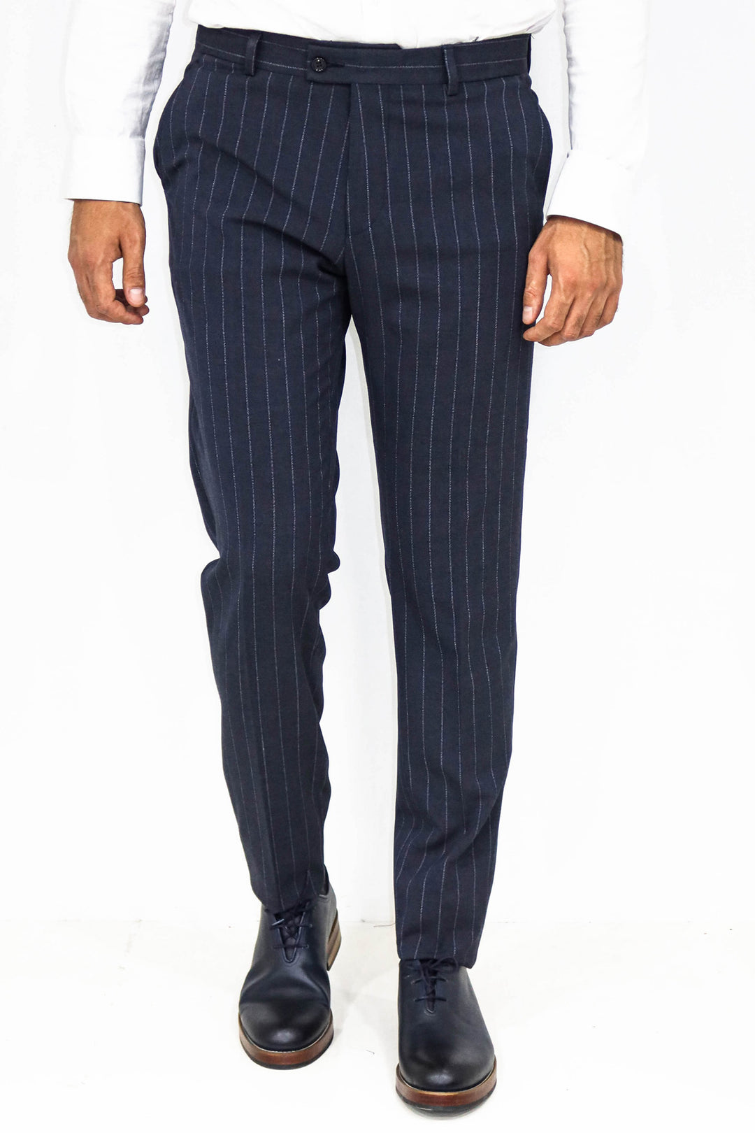 Striped Slim Fit Navy Blue Men Pants - Wessi