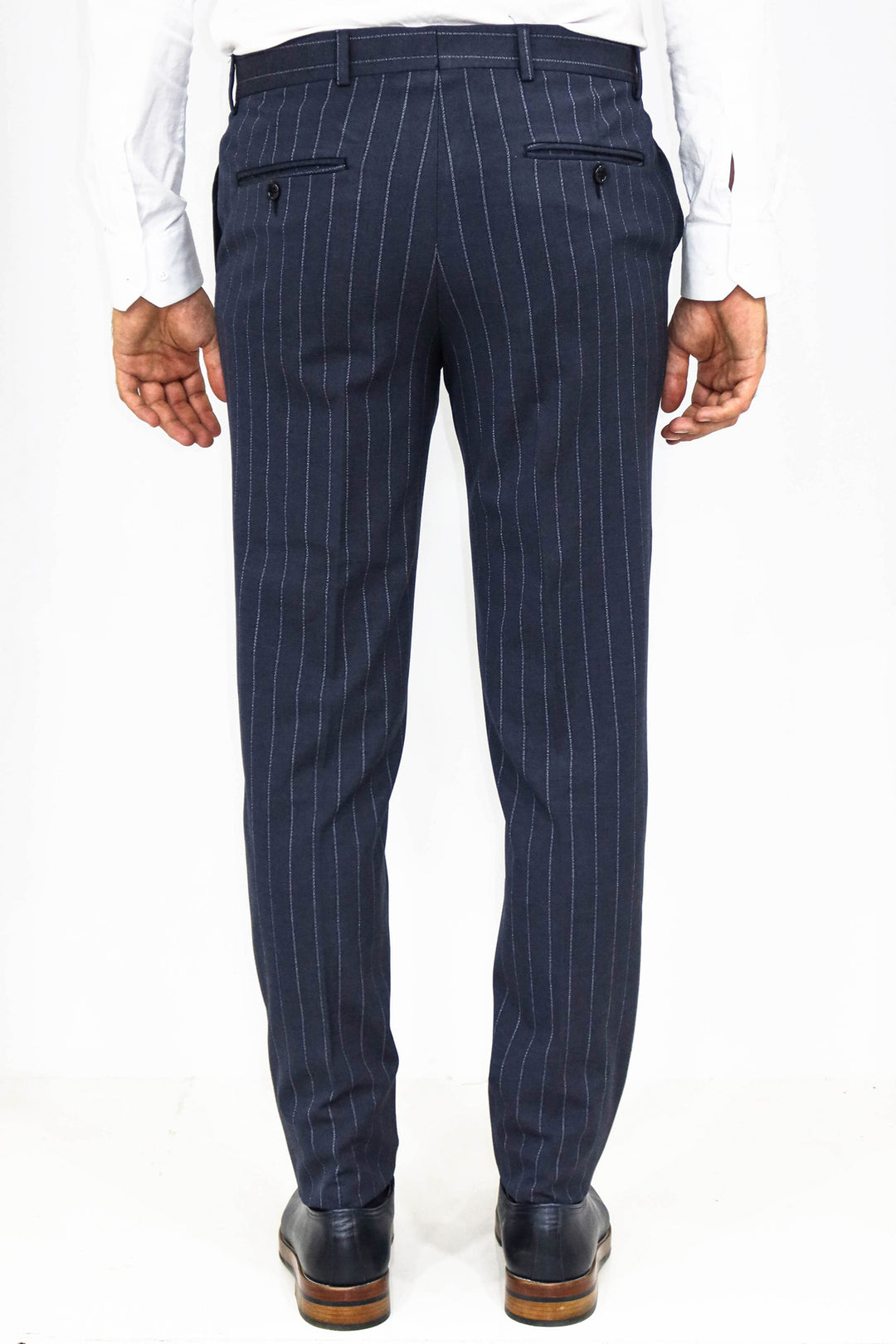 Striped Slim Fit Navy Blue Men Pants - Wessi