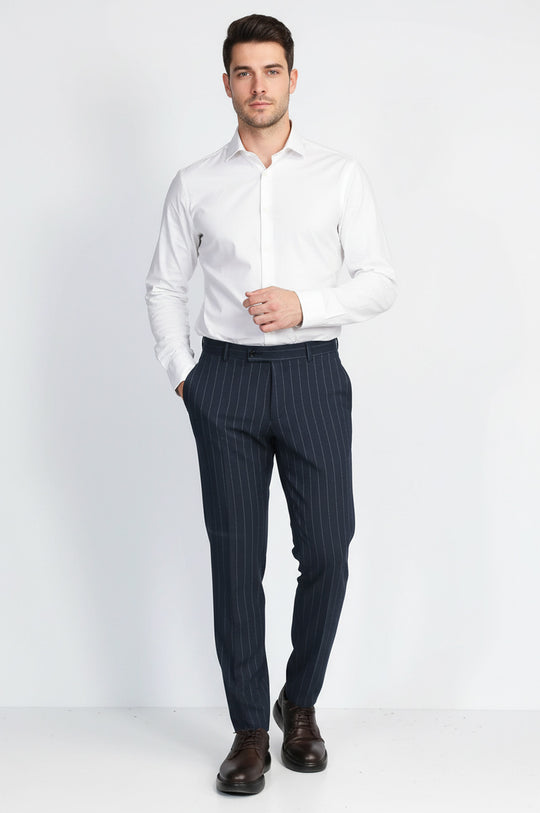 Striped Slim Fit Navy Blue Men Pants - Wessi Wessi - Discover Diversity Striped Slim Fit Navy Blue Men Pants - Wessi Wessi - Discover Diversity