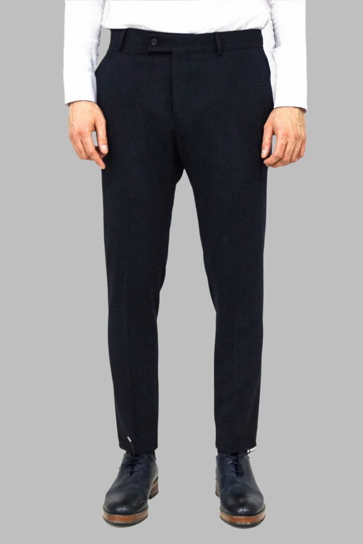 Pantalones de vestir para hombre en azul marino liso - Wessi