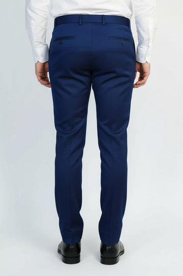 Pantalones azules lisos de corte entallado para hombre - Wessi