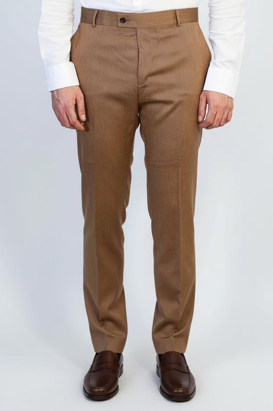 Slim Fit Plain Tan Men Pants - Wessi