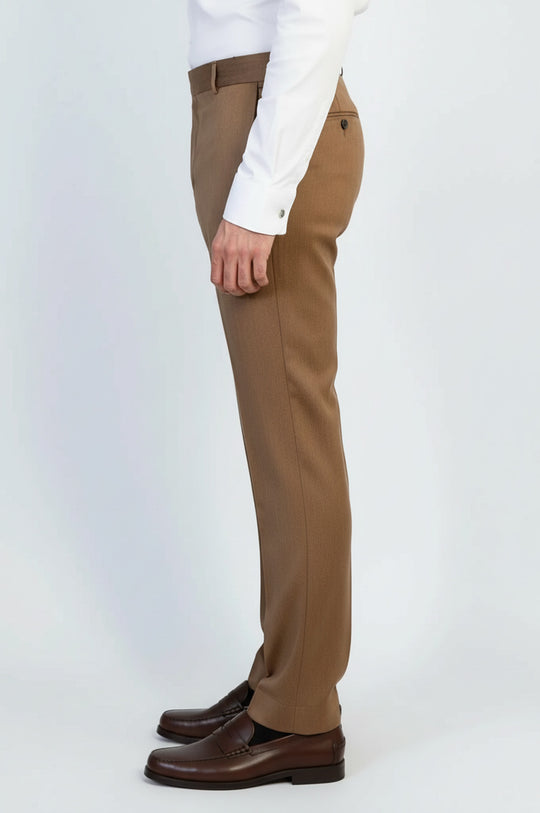 Slim Fit Plain Tan Men Pants - Wessi