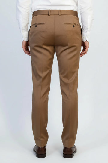 Slim Fit Plain Tan Men Pants - Wessi