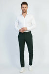 Slim Fit Plain Dark Green Men Pants - Wessi