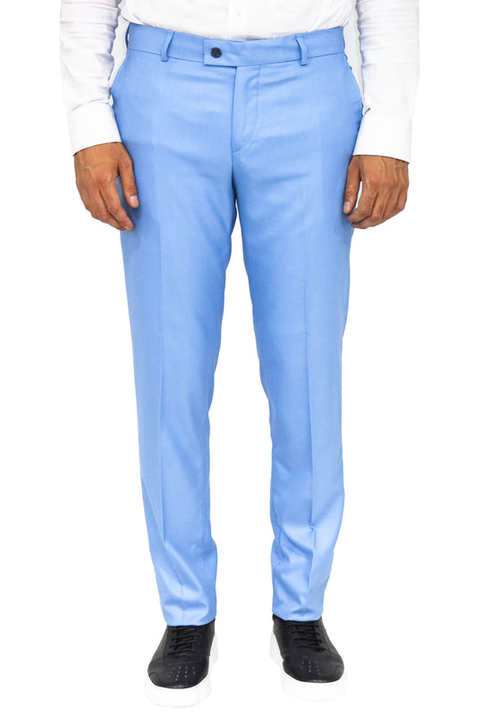 Slim Fit Textured Light Blue Men Trousers - Wessi Wessi - Discover Diversity Slim Fit Textured Light Blue Men Trousers - Wessi Wessi - Discover Diversity