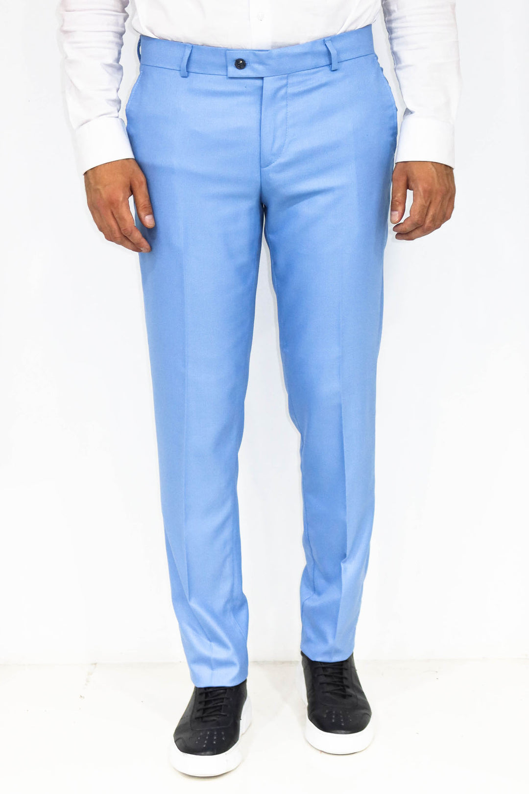 Slim Fit Textured Light Blue Men Trousers - Wessi