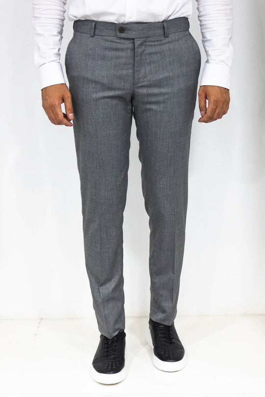 dark grey dress pants Wessi Men's Dark Grey Textured Slim Fit Trousers, Two Pockets
