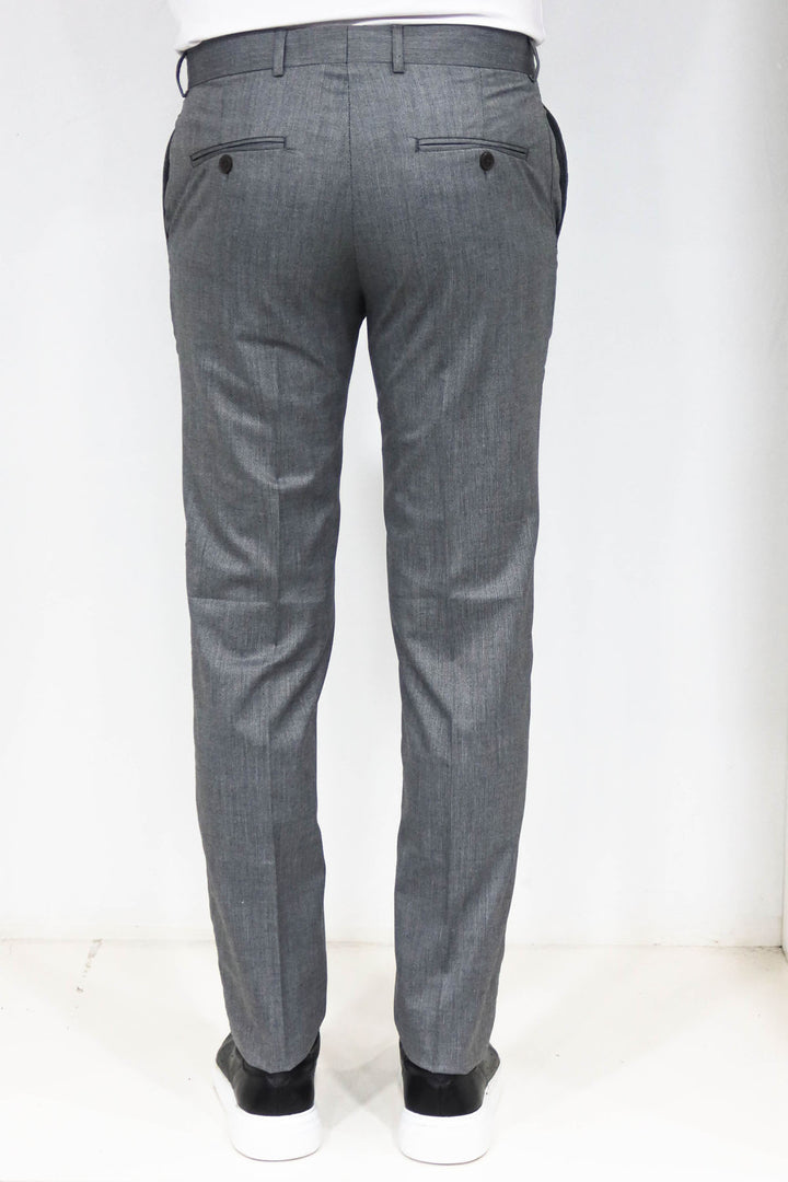 Slim Fit Textured Dark Grey Men Trousers - Wessi