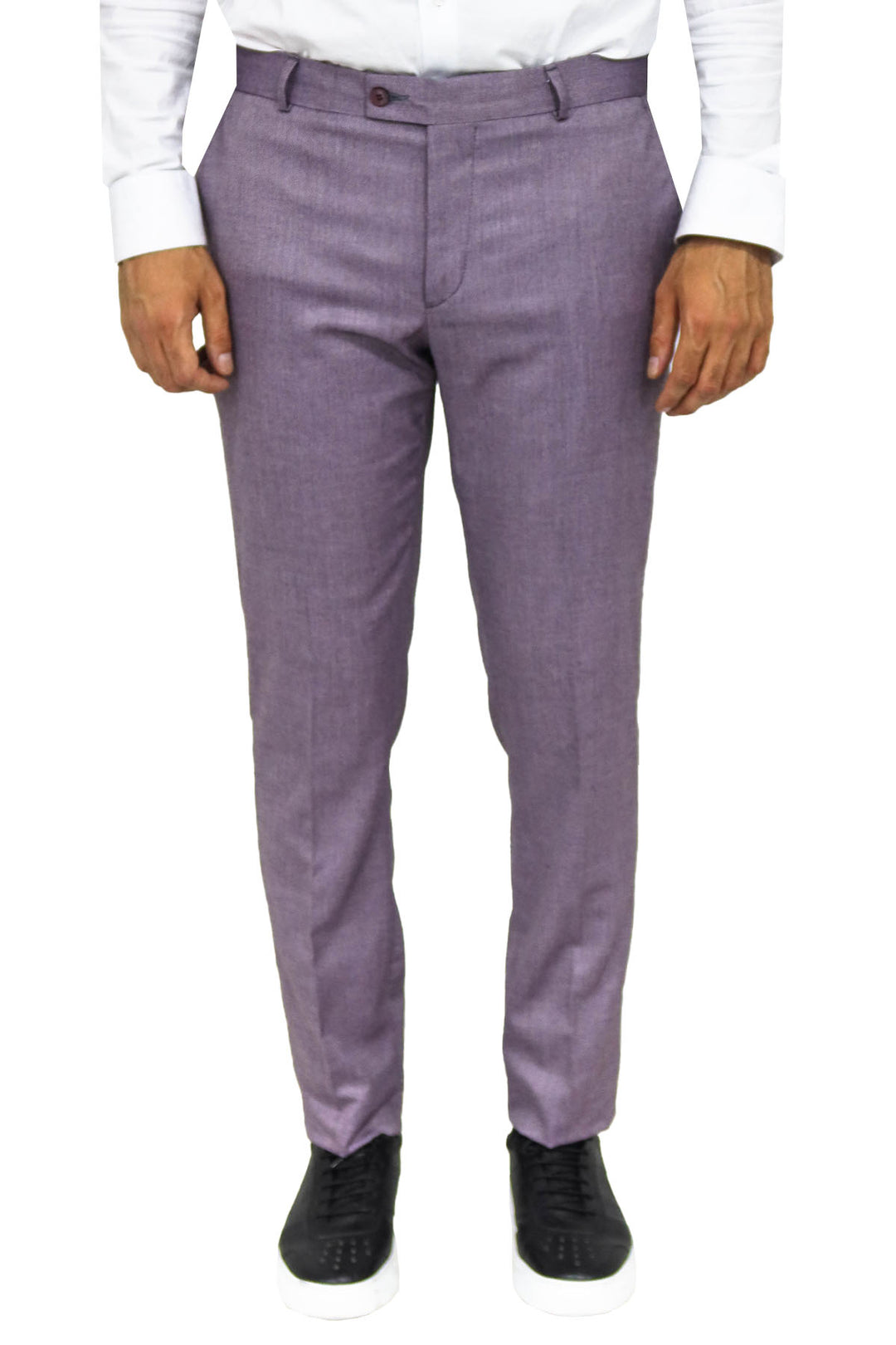 Slim Fit Textured Purple Men Trousers - Wessi