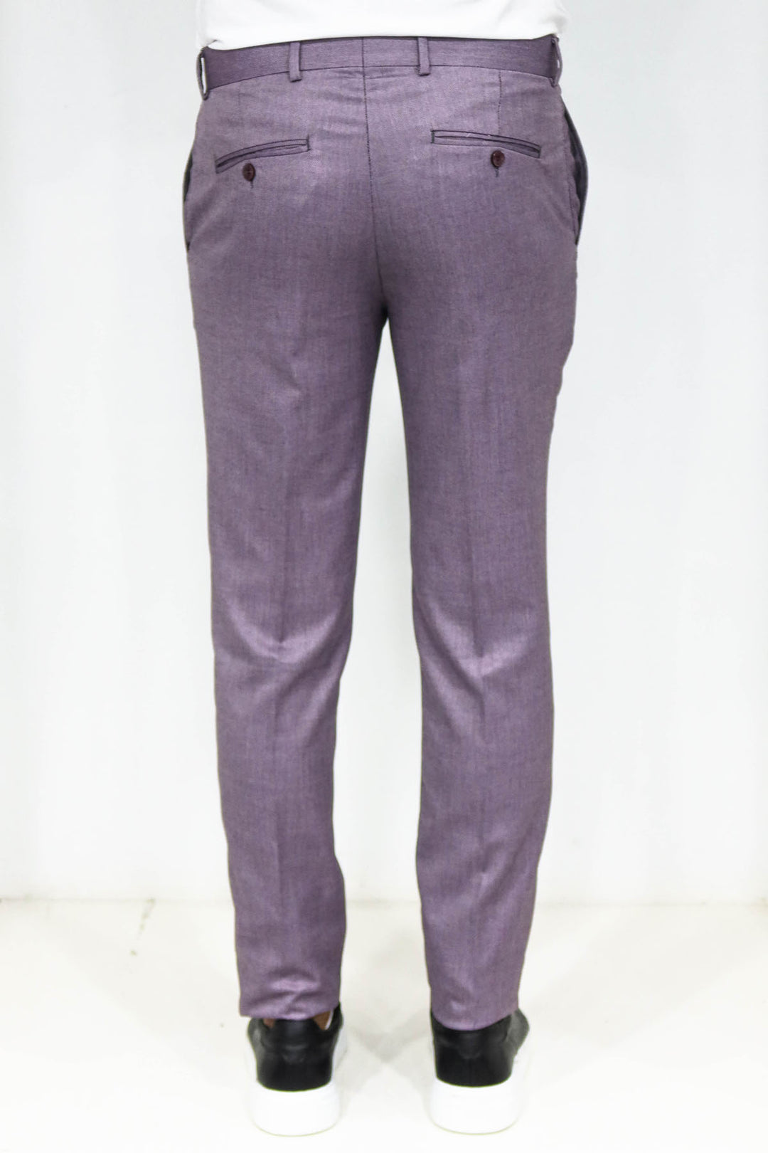 Slim Fit Textured Purple Men Trousers - Wessi