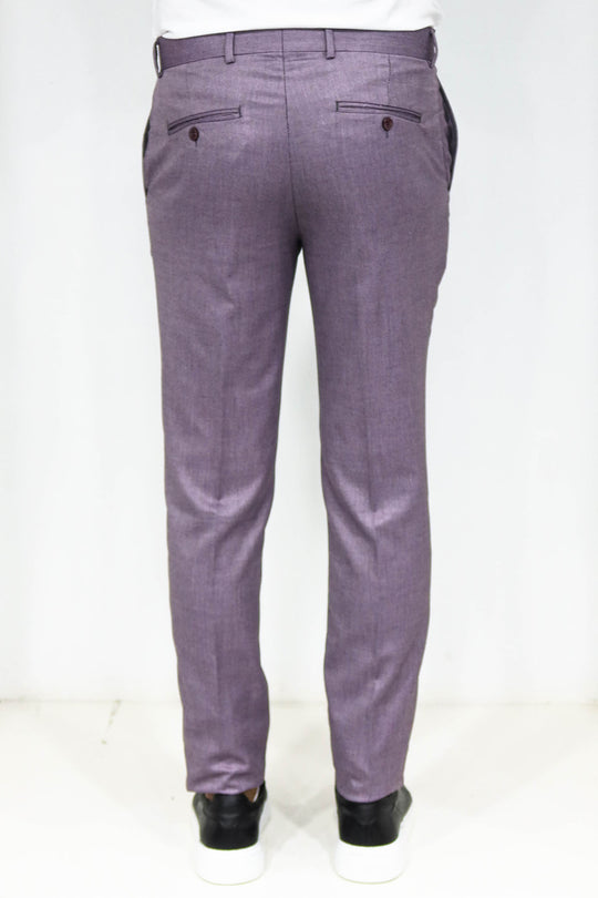 Pantaloni da uomo viola testurizzati slim fit - Wessi