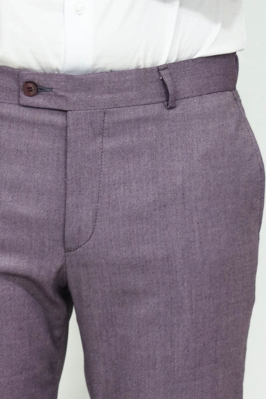 Pantaloni da uomo viola testurizzati slim fit - Wessi