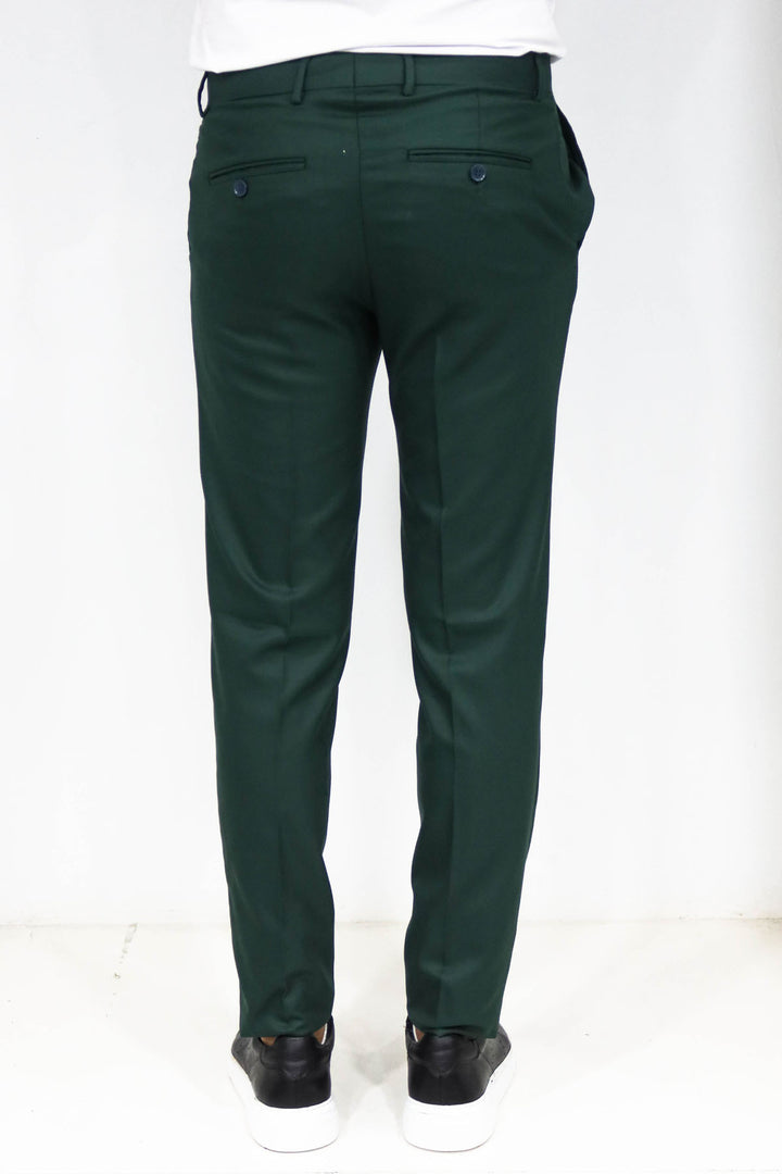 Slim Fit Textured Dark Green Men Trousers - Wessi