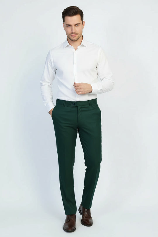 Pantalón Hombre Slim Fit Texturizado Verde Oscuro - Wessi