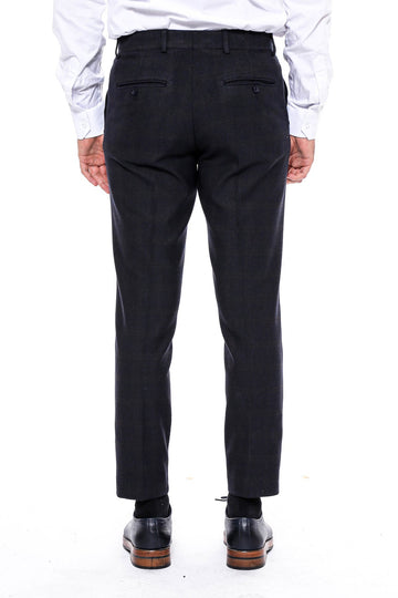 Pantalon Homme Anthracite Coupe Slim à Carreaux - Wessi