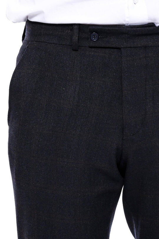 Pantalon Homme Anthracite Coupe Slim à Carreaux - Wessi