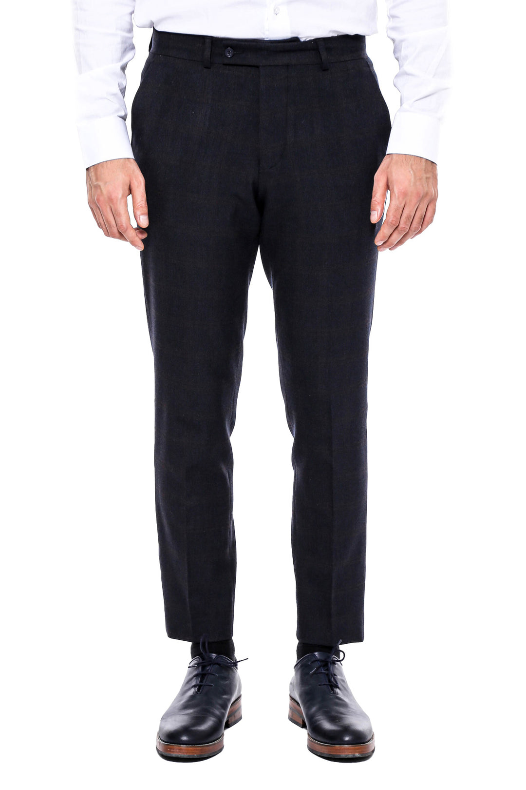 Plaid Slim Fit Anthracite Men Pants - Wessi