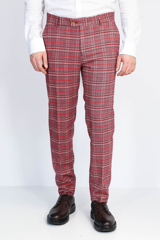 Plaid Slim Fit Burgundy Men Pants - Wessi Wessi - Discover Diversity Plaid Slim Fit Burgundy Men Pants - Wessi Wessi - Discover Diversity