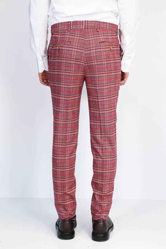 Plaid Slim Fit Burgundy Men Pants - Wessi Wessi - Discover Diversity Plaid Slim Fit Burgundy Men Pants - Wessi Wessi - Discover Diversity