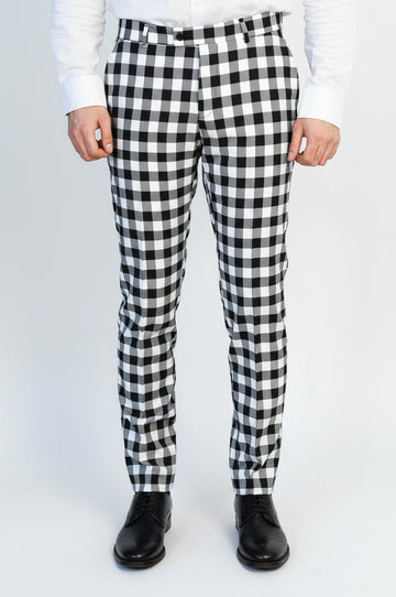 Pantalón Hombre Slim Fit Cuadros Negro - Wessi