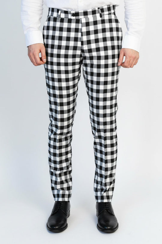 Pantalón Hombre Slim Fit Cuadros Negro - Wessi
