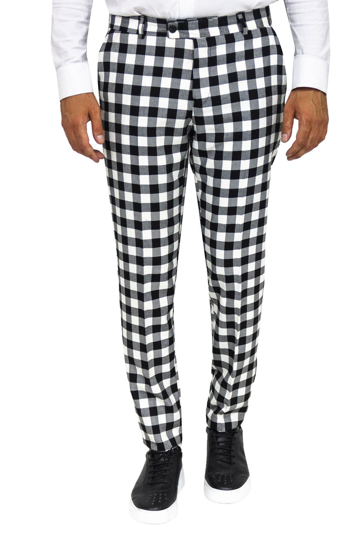 Pantalón Hombre Slim Fit Cuadros Negro - Wessi
