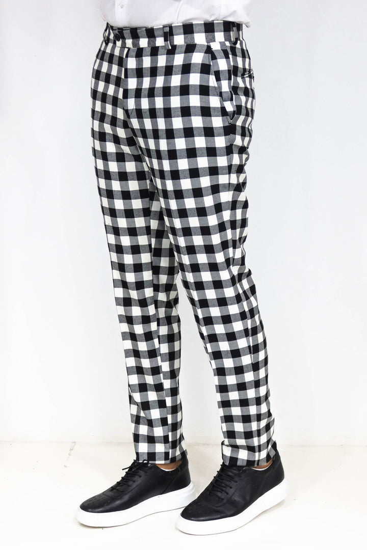 Pantalón Hombre Slim Fit Cuadros Negro - Wessi