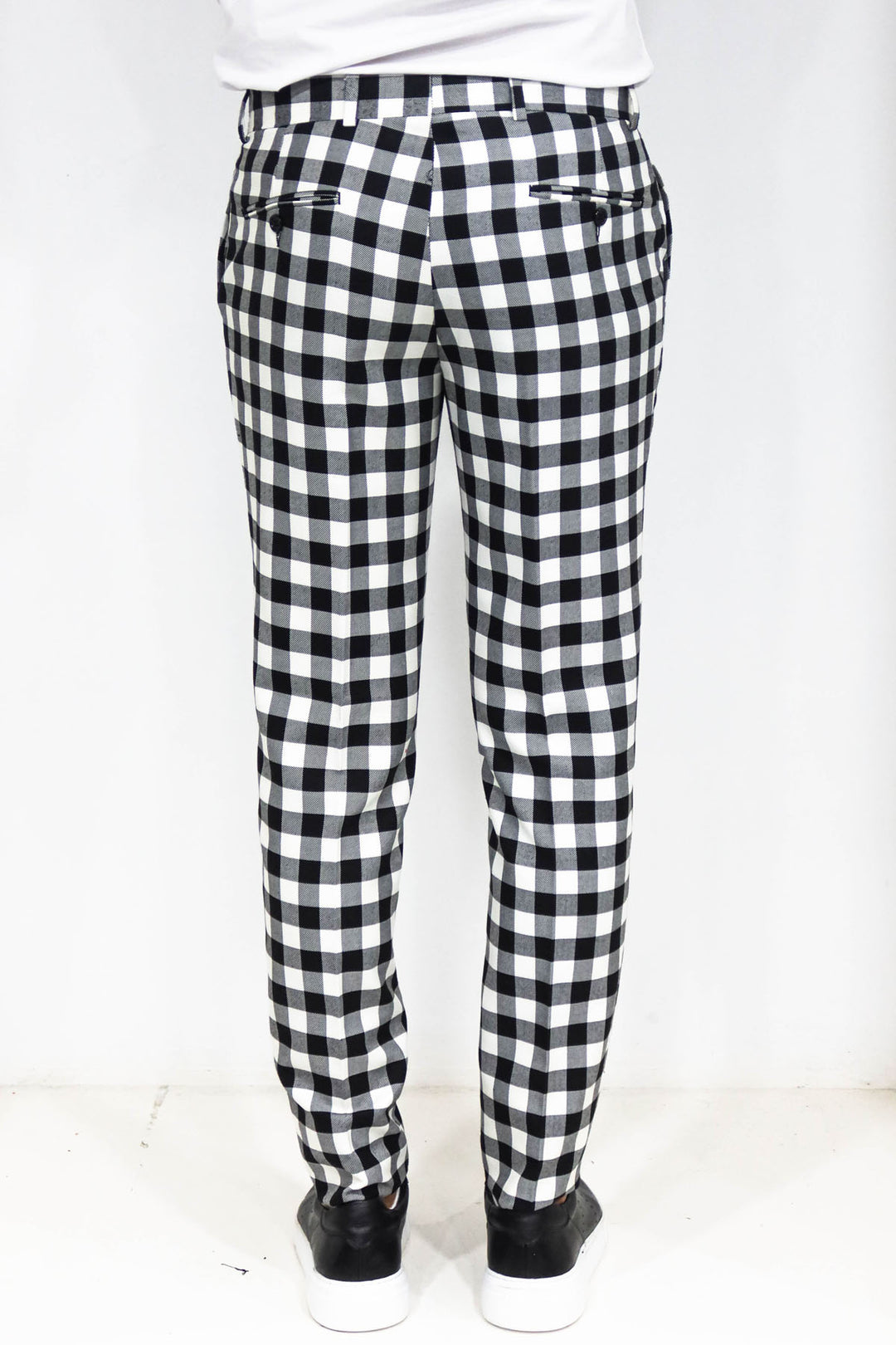 Slim Fit Checked Black Men Pants - Wessi